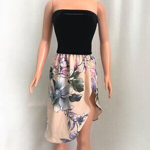 Black top, multicolor mini skirt with nice flowers, for My Size Barbie Doll. New